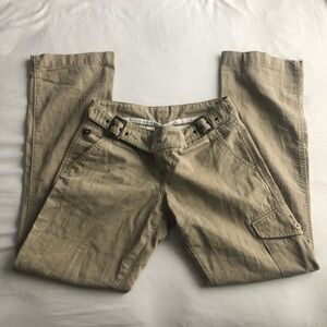 Tan Cargo Pants Double Buckle Bootcut